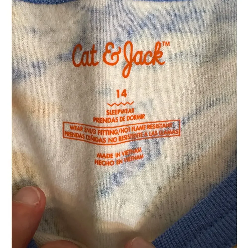 Cat & Jack Boys (Unisex) NWT 2PC Pajama Set Size 14‎ Blue Orange Tie Dye